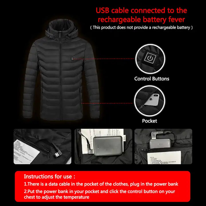 Men's 8 Zones Heated Puffer Jacket