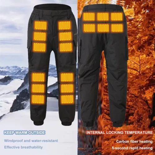 Men Women Electric USB Heated Pants Winter Warmer Trousers Multi-pocket Overalls
